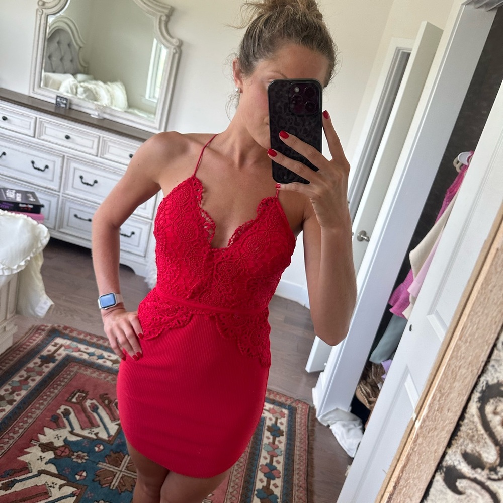 Hello Molly Red Bodycon Mini Dress Spaghetti Strap